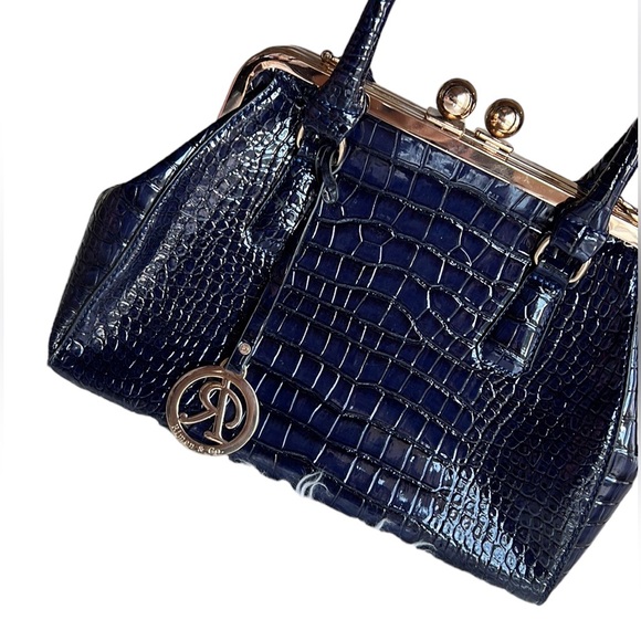 〰️ RIME & CO 〰️ Classy Double-sided Croc Print Patent Leather Handbag 👜 - Picture 4 of 13